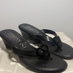 Italian Shoemakers Black Embellished Sandals